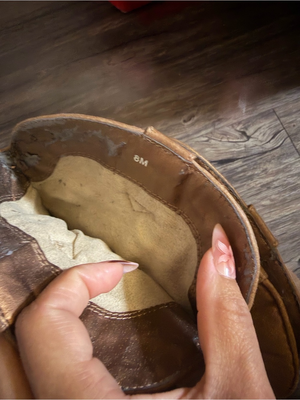 Coconuts Tan Leather Western Cowboy Boots with Embroidered Stitching - Picture 7 of 9